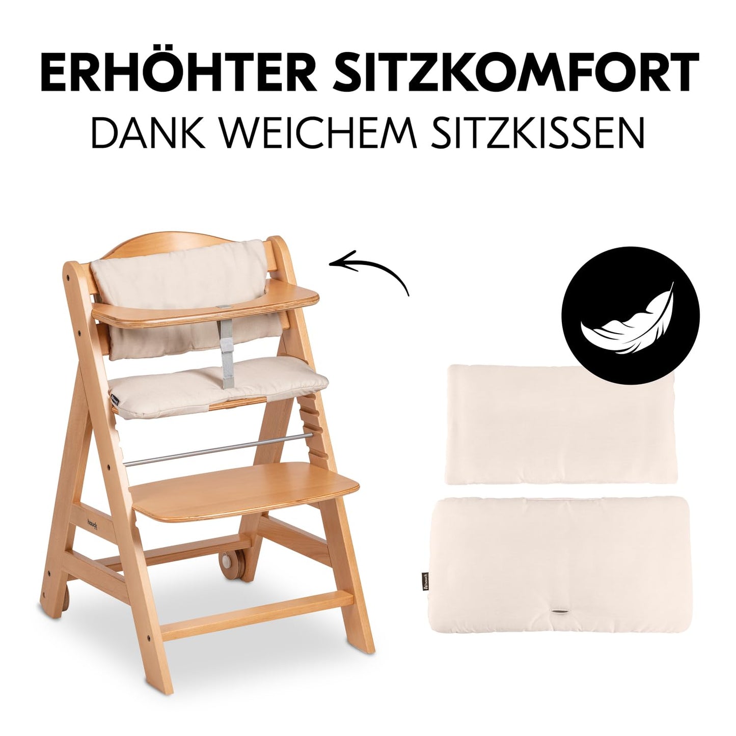 Kinderhochstuhl mitwachsend – bis 90 kg, mit Rädern & Essbrett