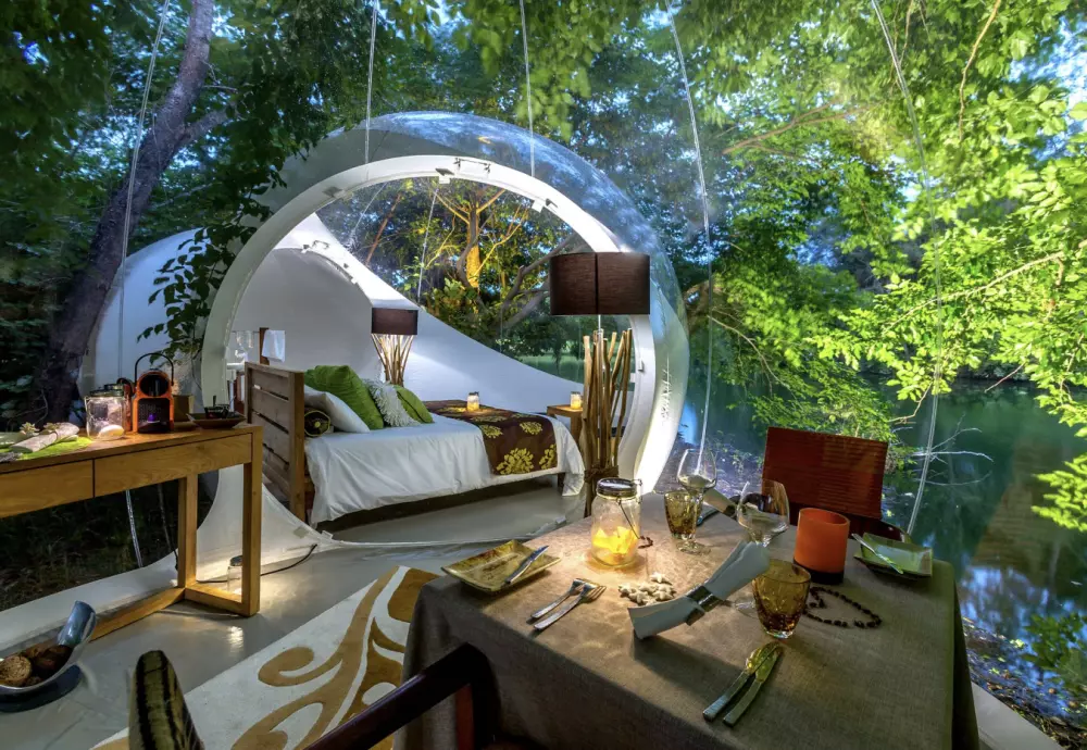 stay in a bubble tent